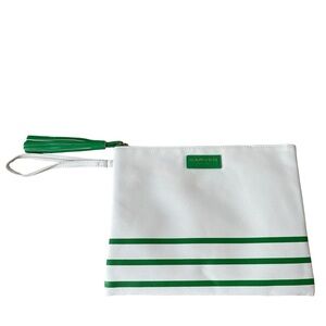 Carven Parfums Striped Cosmetic Bag Clutch Wristlet Tassel Designer Preppy